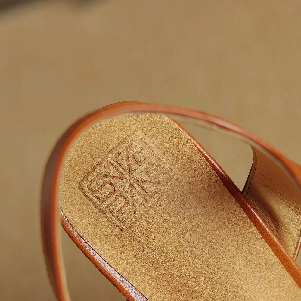 Leather Thick High Heels - TSS110 Women's Casual Shoes