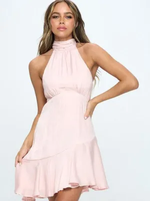 Let's Dance Satin Halter Top Mini Dress