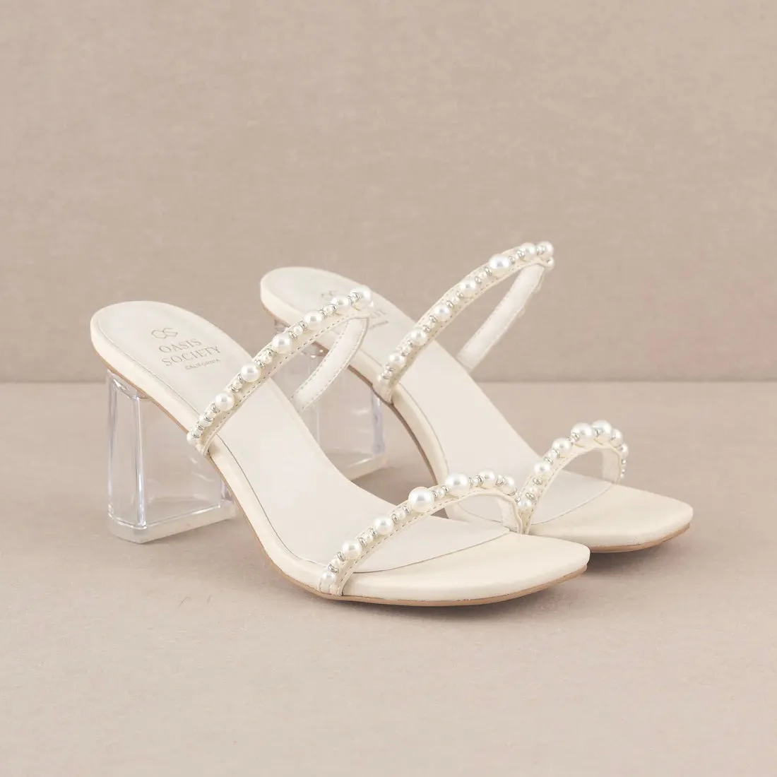 MAE BEIGE STRAPPY PEARL HEEL