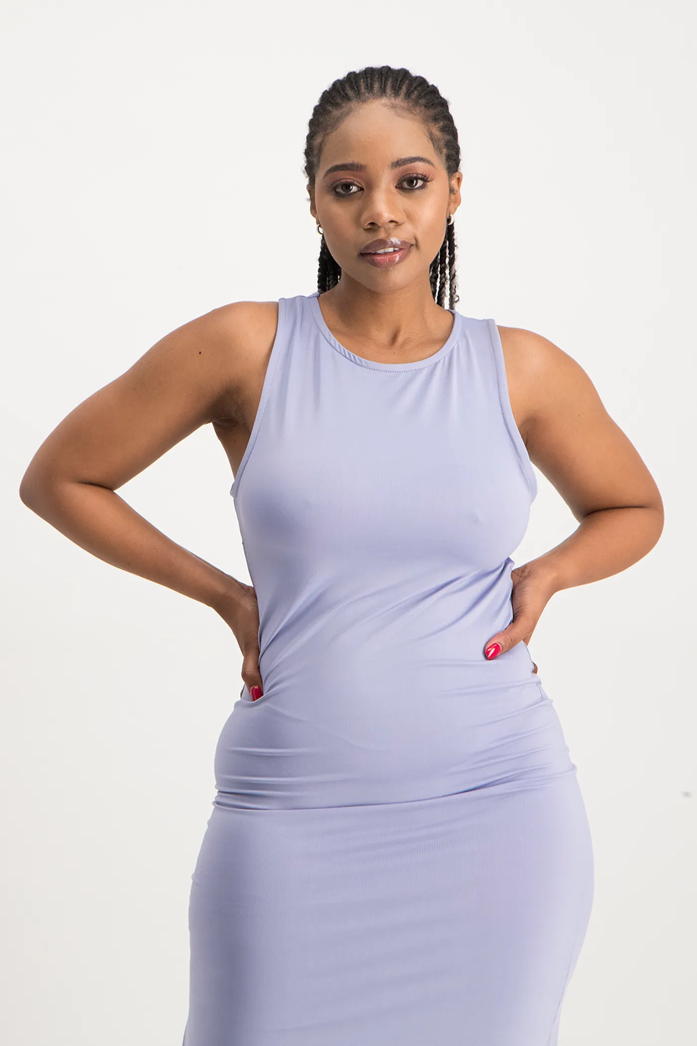 Melanie Open Back Maxi Dress with Slit - Persian Violet