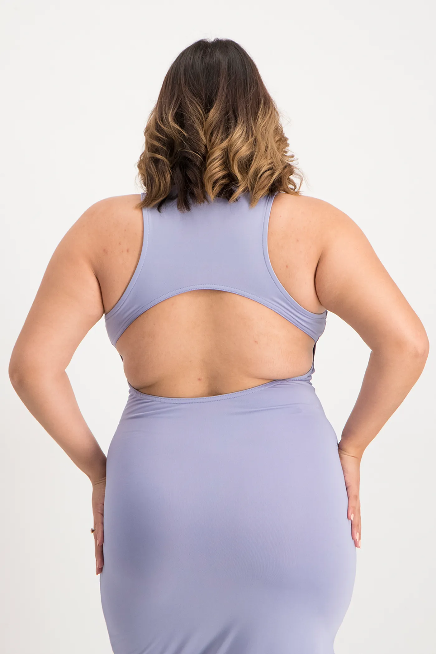 Melanie Open Back Maxi Dress with Slit - Persian Violet