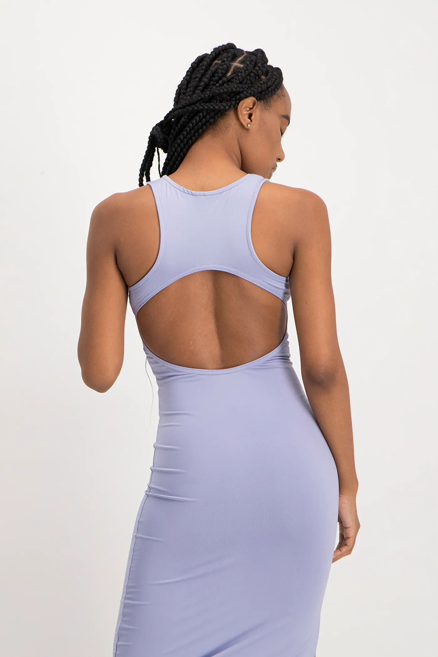 Melanie Open Back Maxi Dress with Slit - Persian Violet