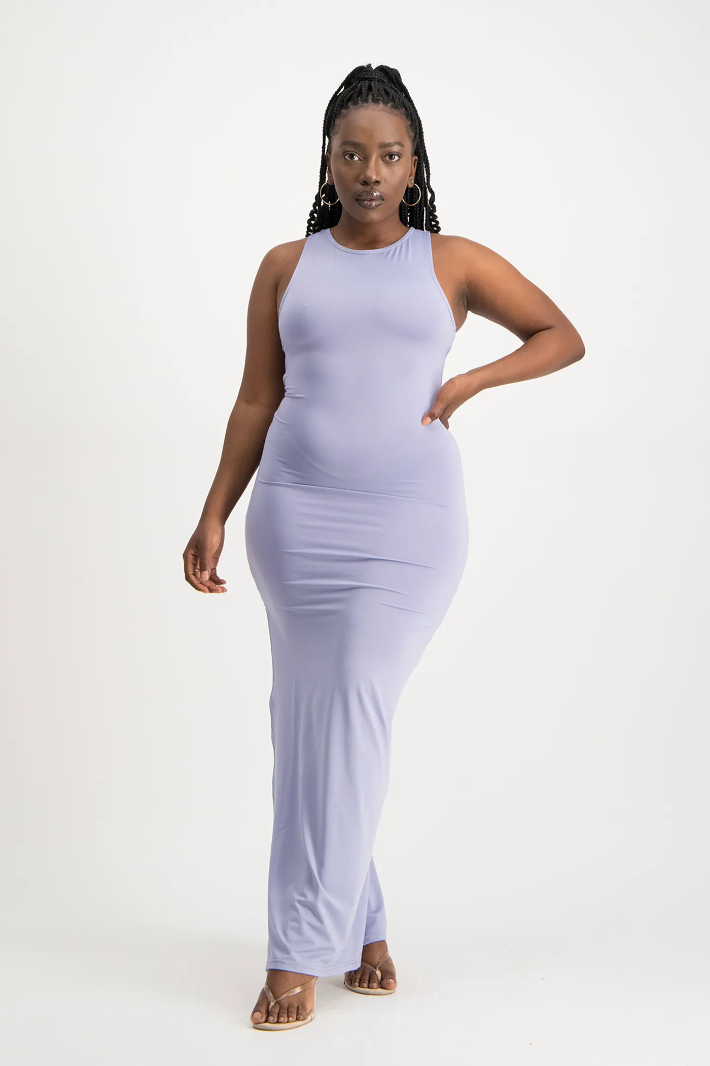 Melanie Open Back Maxi Dress with Slit - Persian Violet