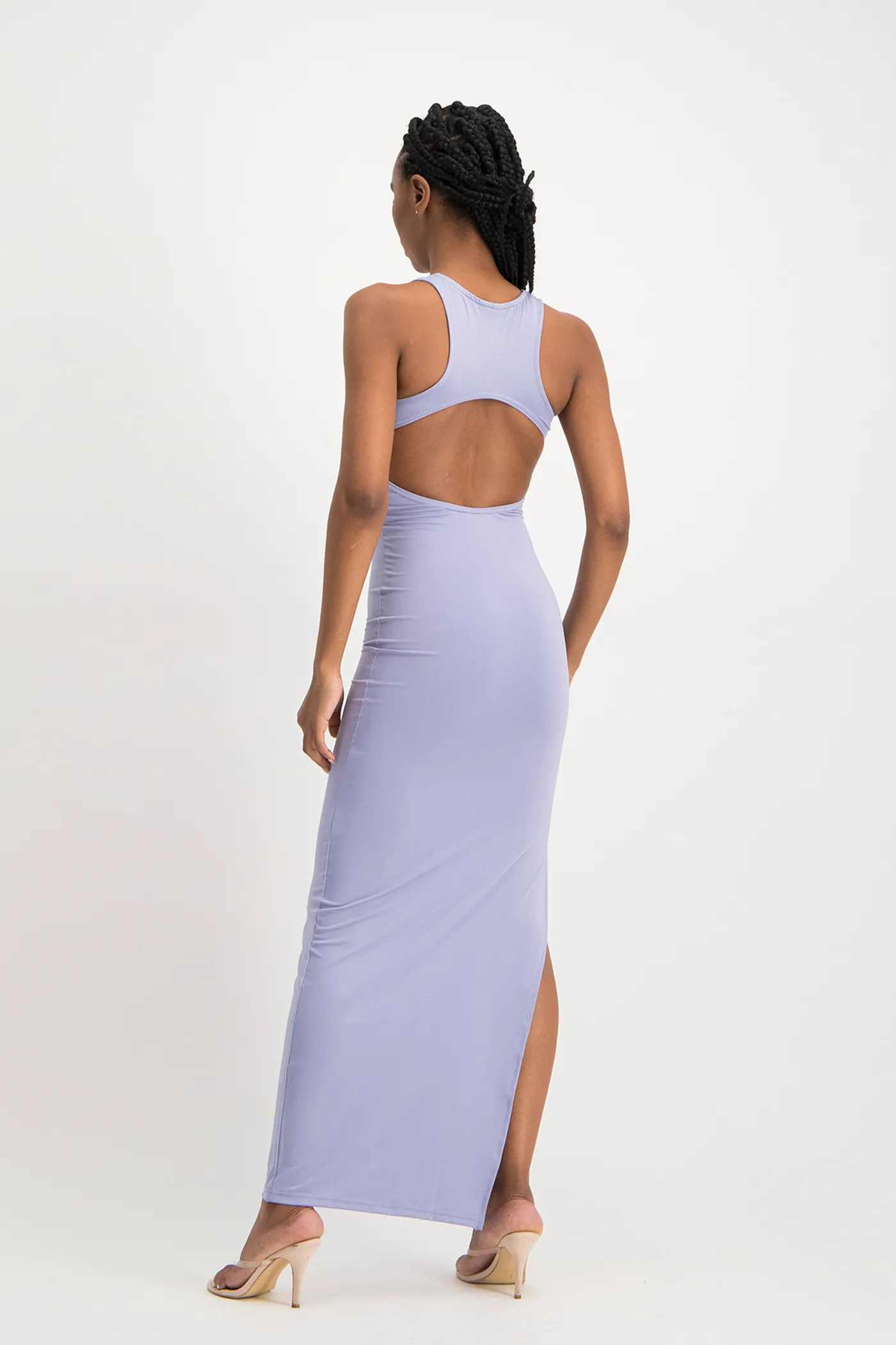 Melanie Open Back Maxi Dress with Slit - Persian Violet