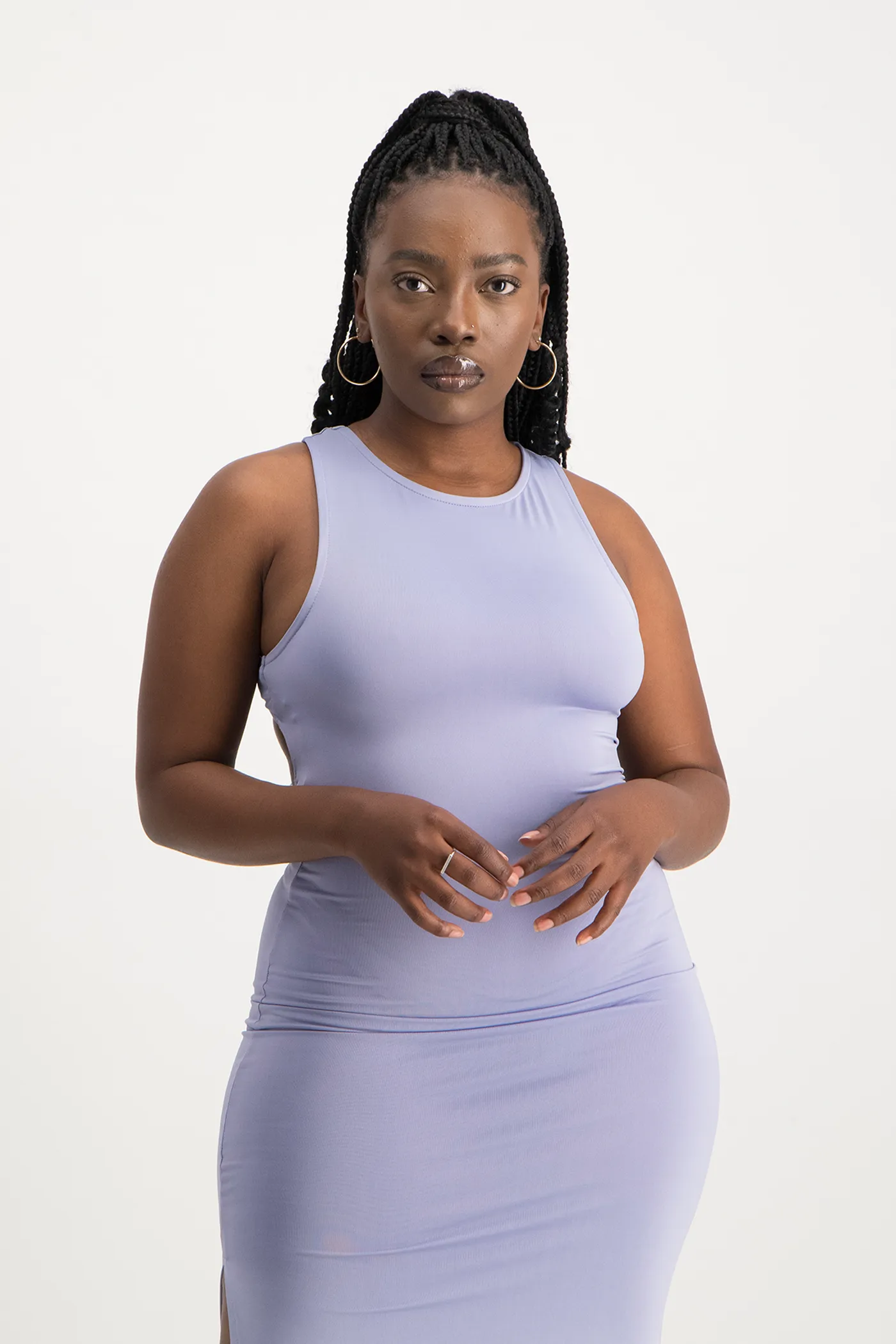 Melanie Open Back Maxi Dress with Slit - Persian Violet