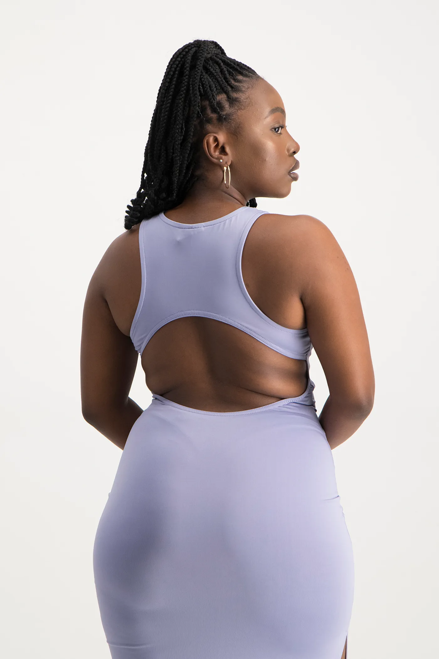 Melanie Open Back Maxi Dress with Slit - Persian Violet