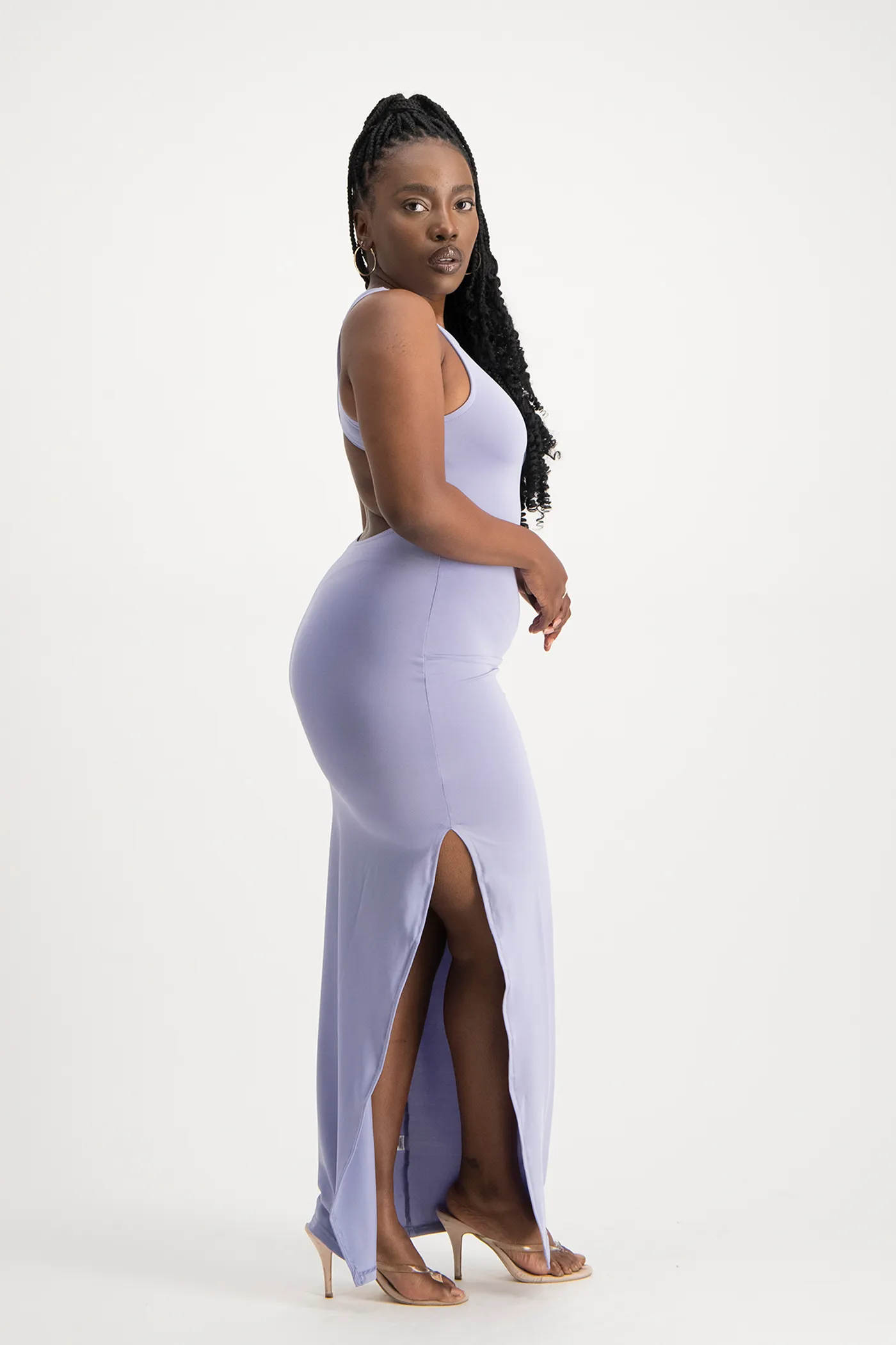 Melanie Open Back Maxi Dress with Slit - Persian Violet