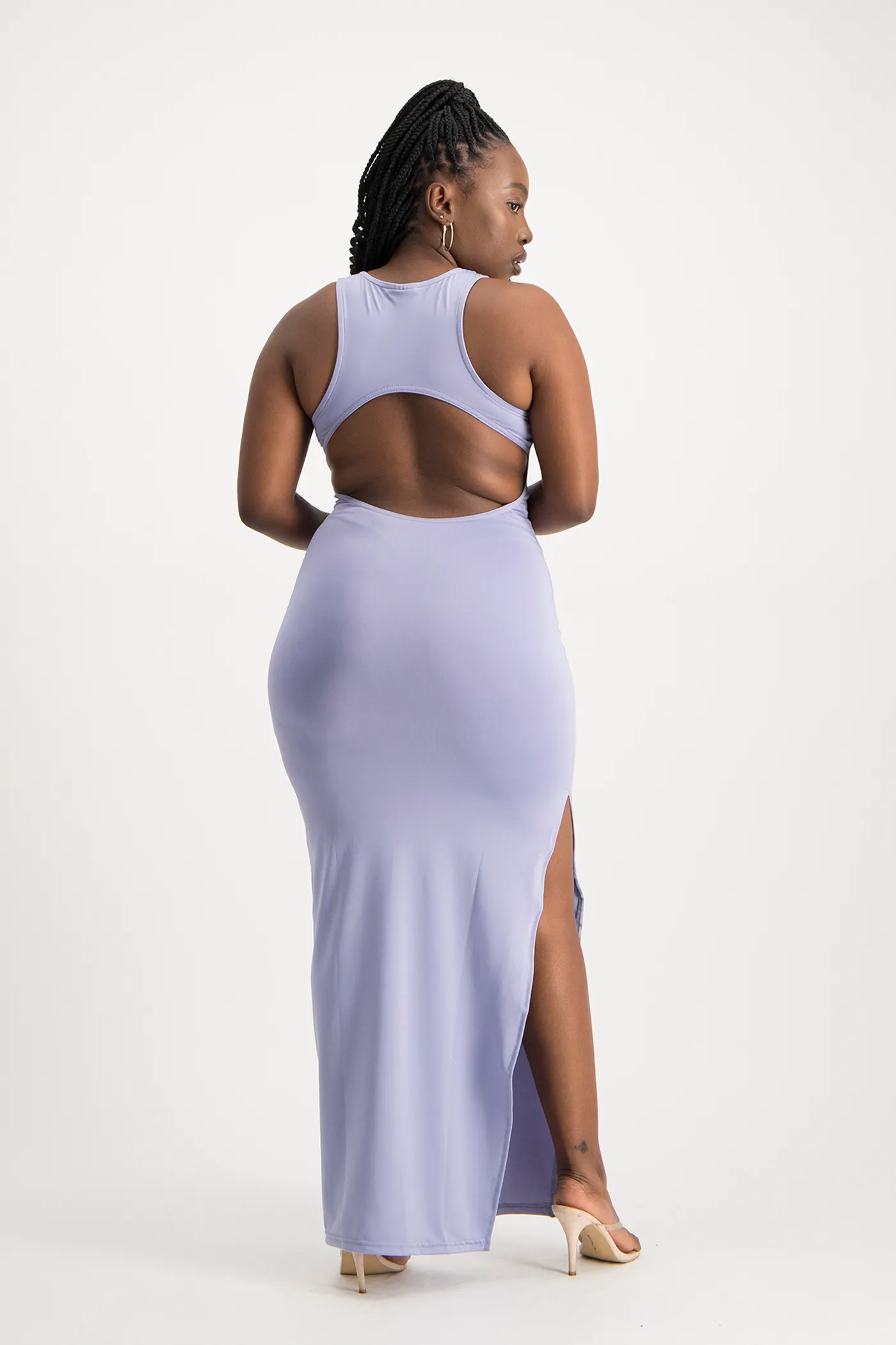 Melanie Open Back Maxi Dress with Slit - Persian Violet