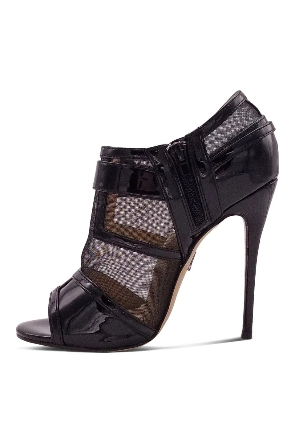 Mesh Open Toe Stiletto Bootie with Buckle