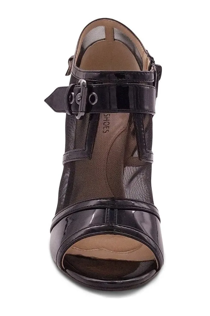 Mesh Open Toe Stiletto Bootie with Buckle