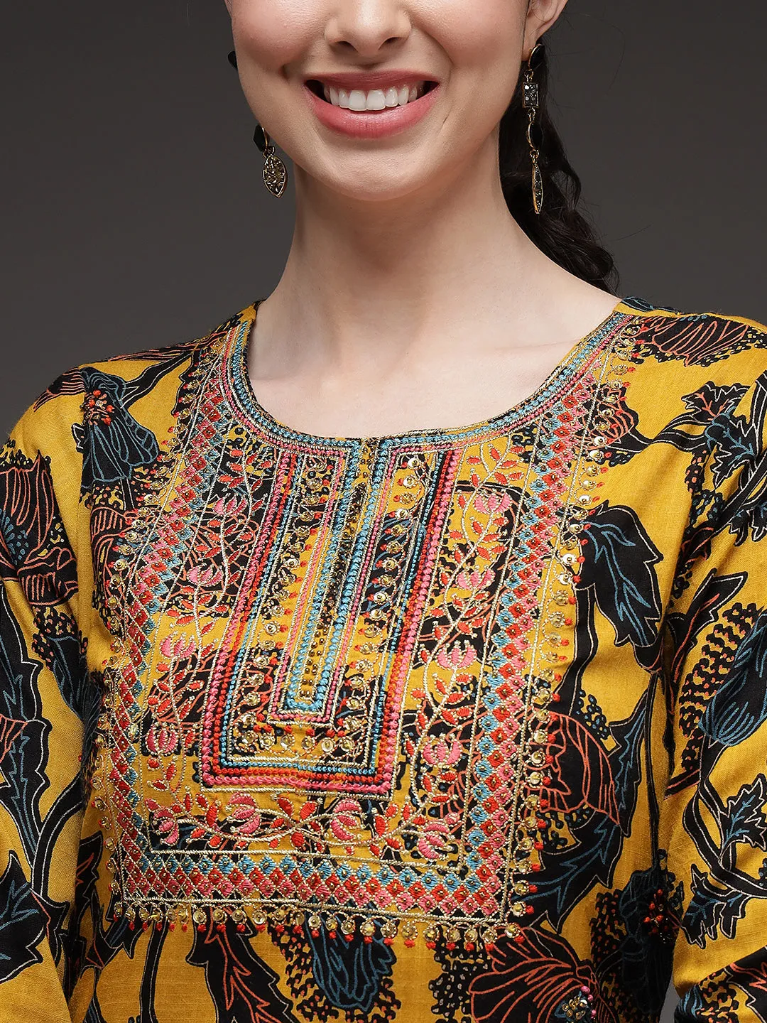 Mustard Color Rayon Slub Straight Womens Kurta Palazzo with Dupatta