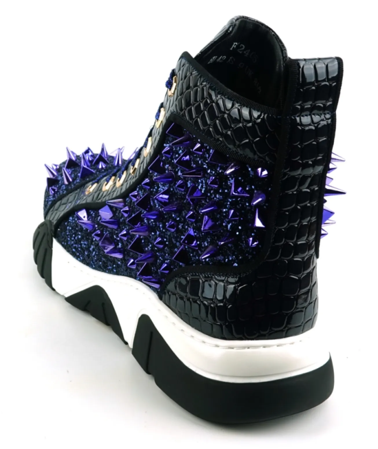 Navy Spikes High Top Sneakers Encore by Fiesso