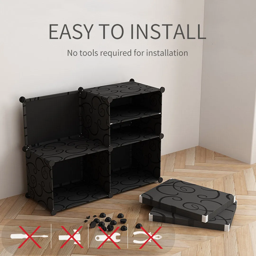 NNEAGS 8 Tier 3 Column Shoe Rack Organizer Sneaker Footwear Storage Stackable Stand Cabinet Portable Wardrobe with Cover