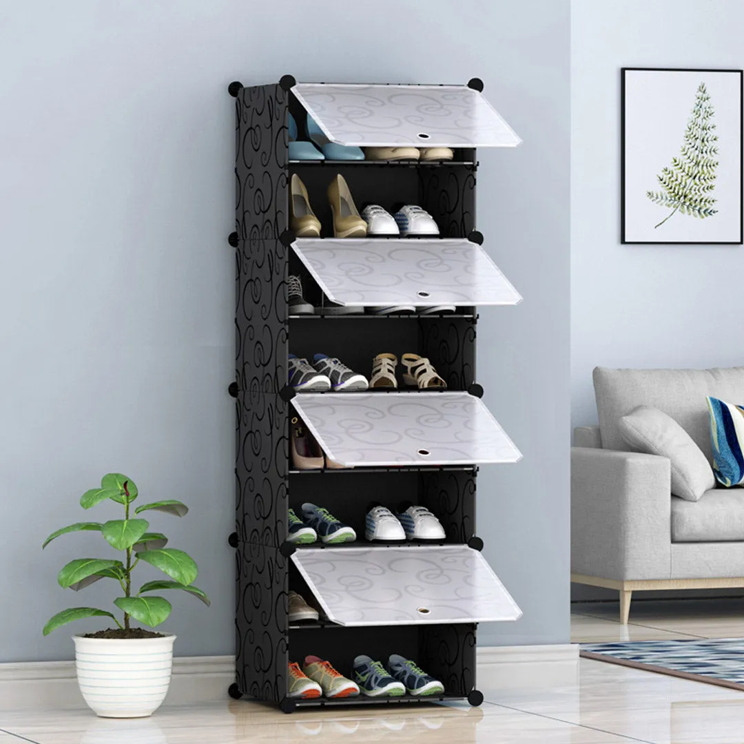 NNEAGS 8 Tier Shoe Rack Organizer Sneaker Footwear Storage Stackable Stand Cabinet Portable Wardrobe with Cover