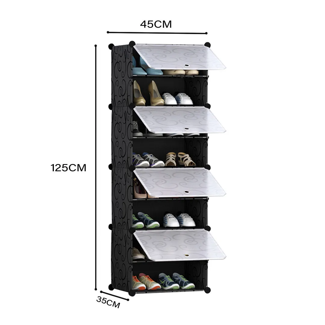 NNEAGS 8 Tier Shoe Rack Organizer Sneaker Footwear Storage Stackable Stand Cabinet Portable Wardrobe with Cover