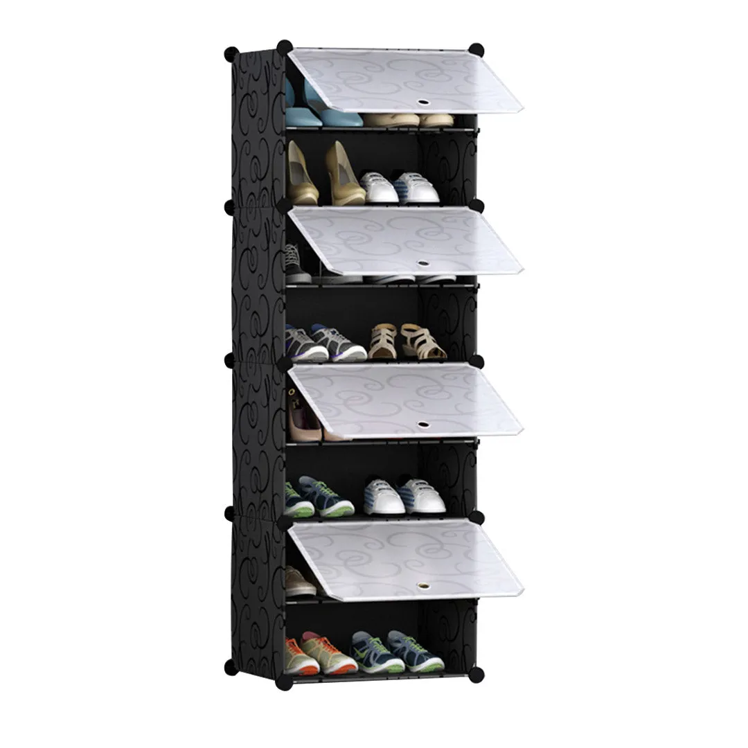 NNEAGS 8 Tier Shoe Rack Organizer Sneaker Footwear Storage Stackable Stand Cabinet Portable Wardrobe with Cover
