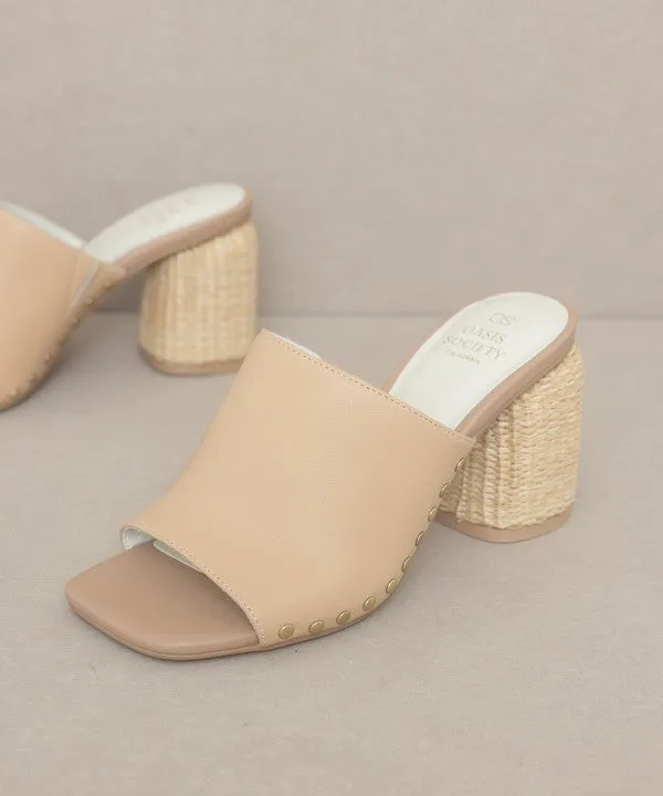 Oasis Society Serena Studded Raffia Slide Heel