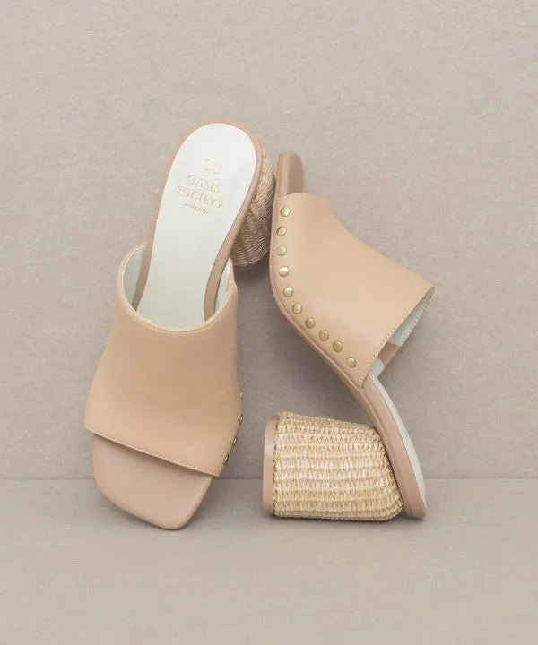 Oasis Society Serena Studded Raffia Slide Heel