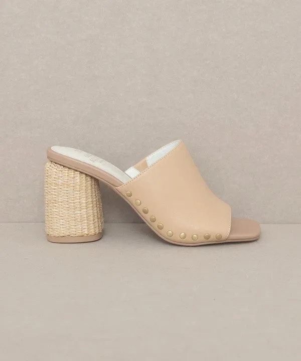 Oasis Society Serena Studded Raffia Slide Heel