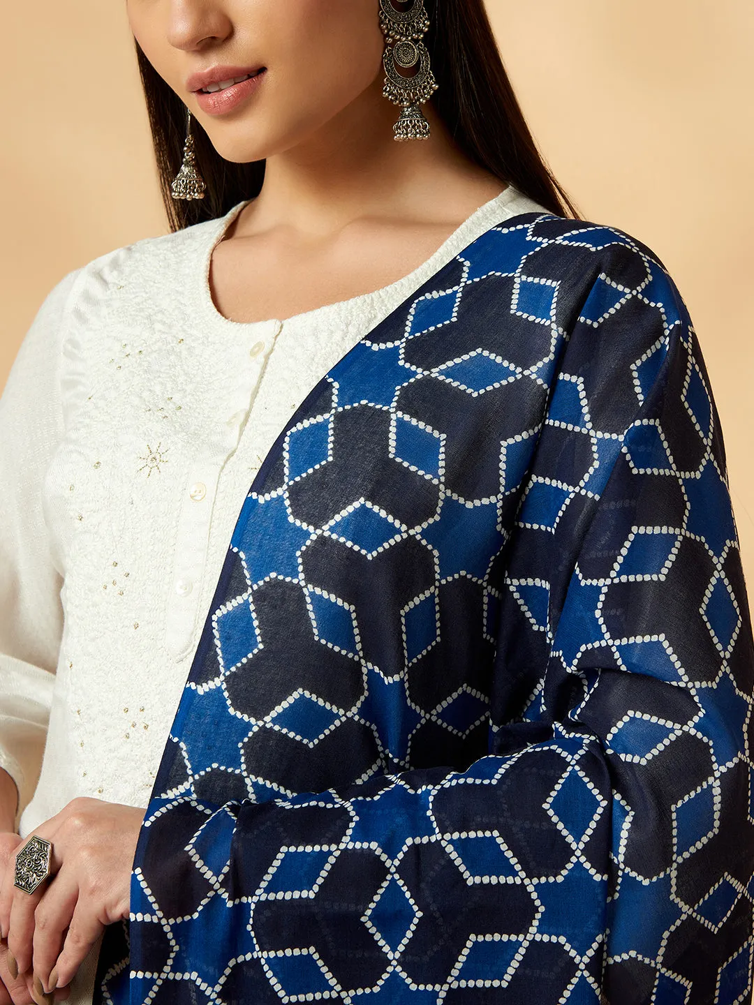 Off-White Embroidered Straight Kurta Set
