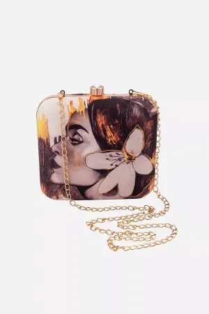 Off-White, Mustard And Grey Clutch