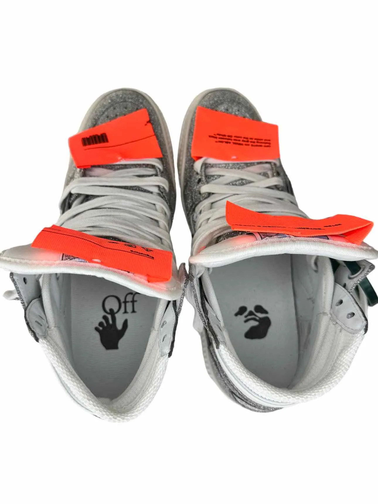 OFF-WHITE Off-Court 3.0 Silver Glitter High Top Sneaker Size 37