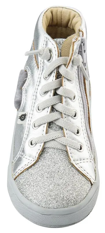Old Soles Kid's Glam Heart High-Top, Silver/Dark Silver