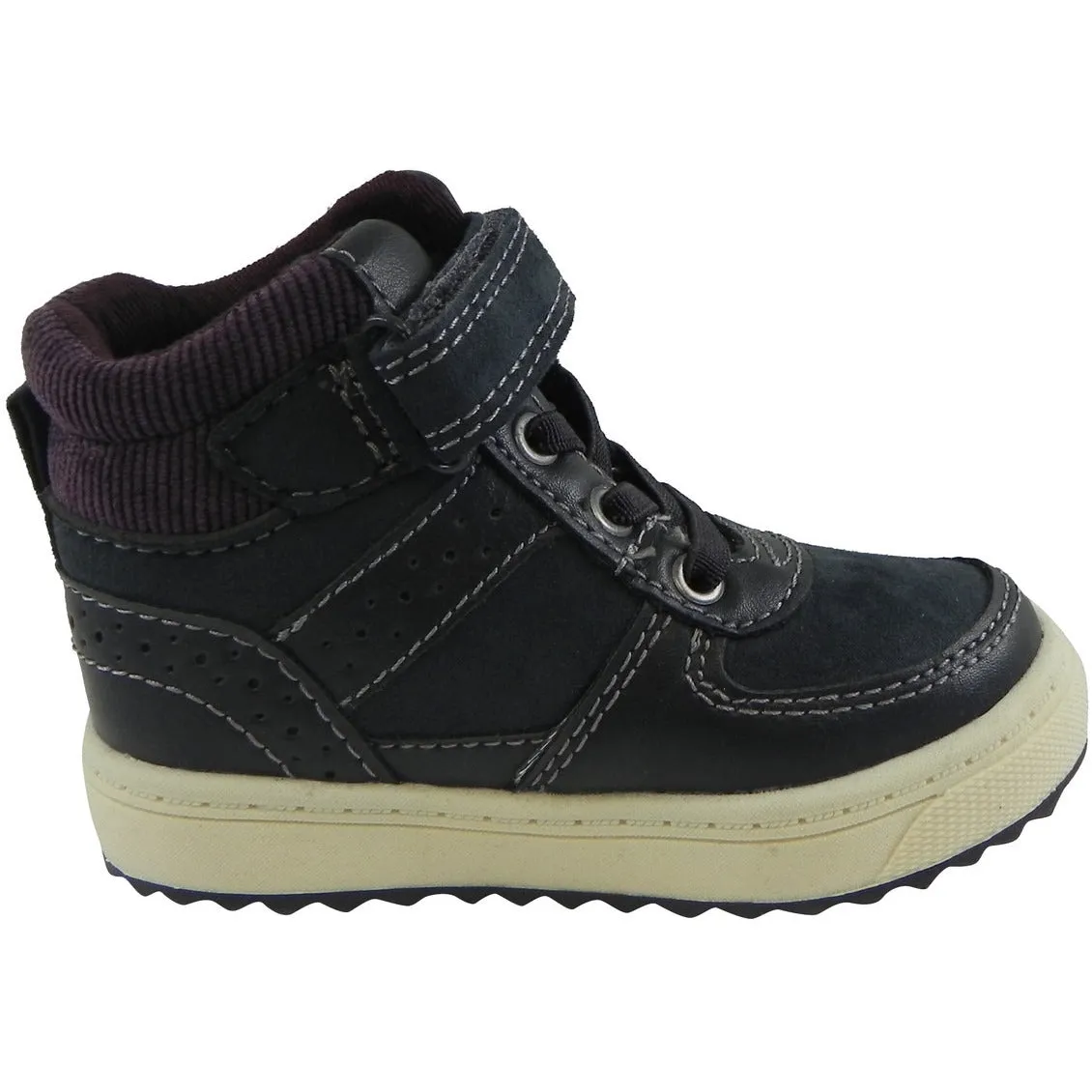 OshKosh Boy's Corduroy Stretch Laces Hook and Loop High Top Shoes Navy