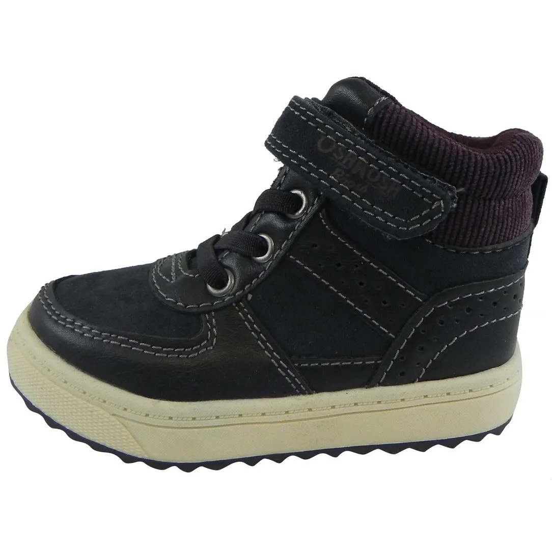 OshKosh Boy's Corduroy Stretch Laces Hook and Loop High Top Shoes Navy