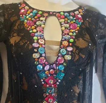 Parsons -- Women's Long Sleeve Latin Rhythm Dress -- Black Multi