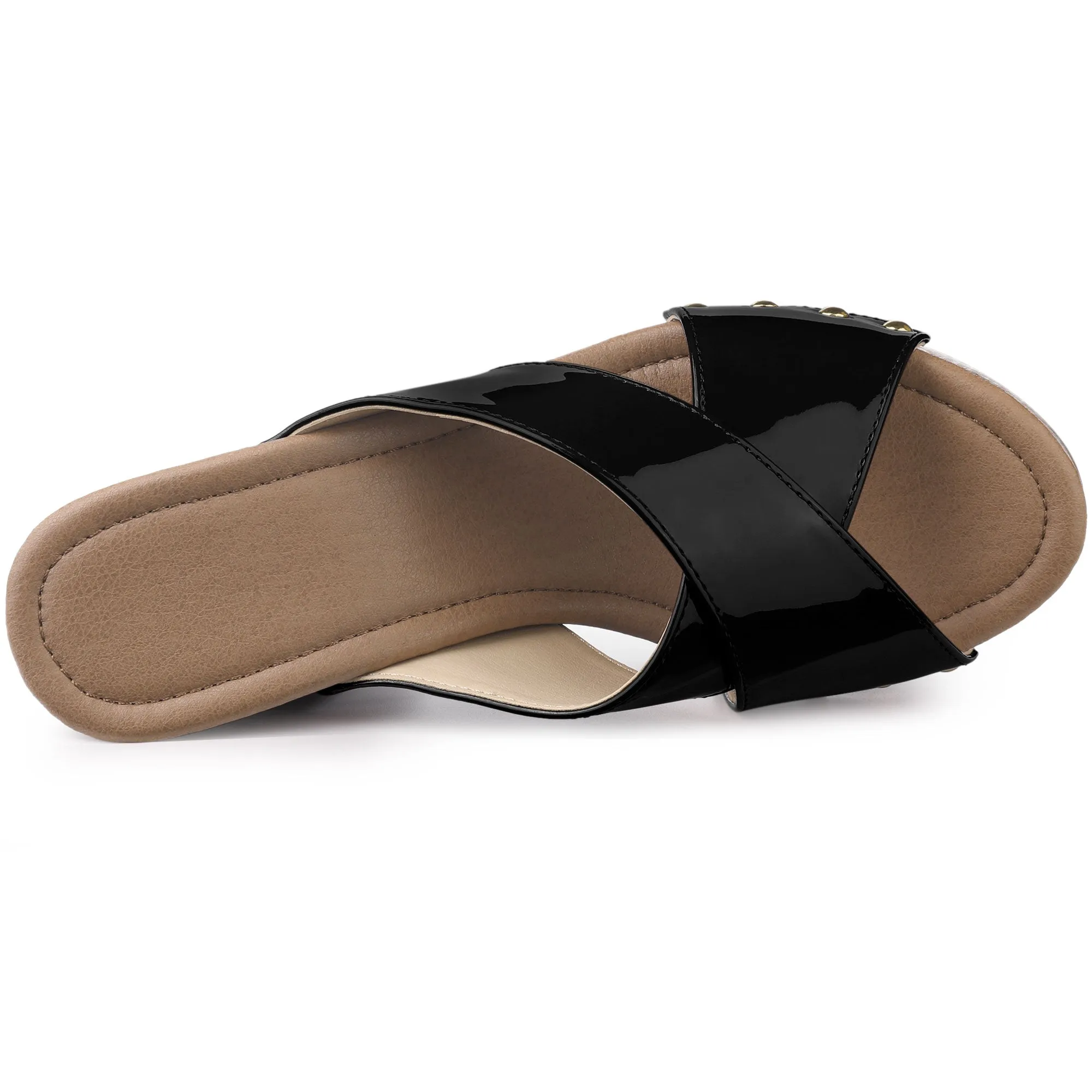 Perphy Criss Cross Strap Platform Block Heel Slipper On Sandals