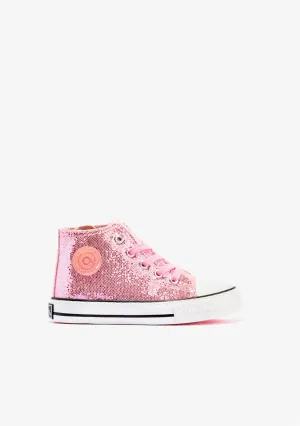 Pink Glitter High Top Sneakers