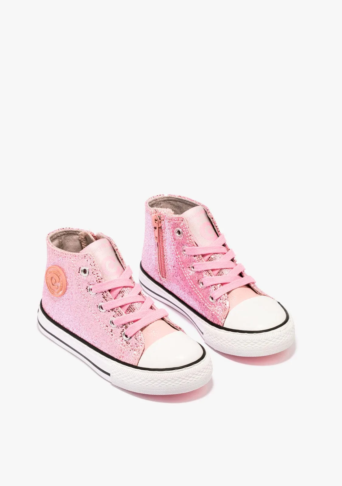 Pink Glitter High Top Sneakers