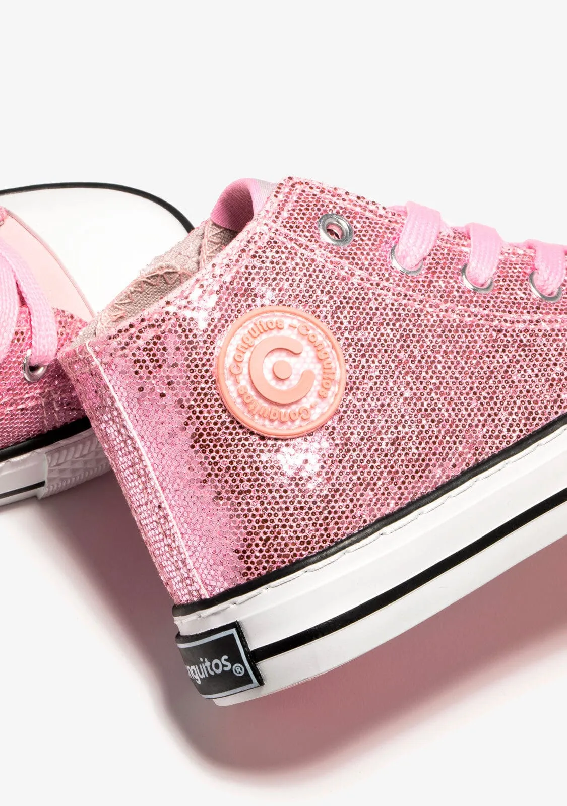 Pink Glitter High Top Sneakers
