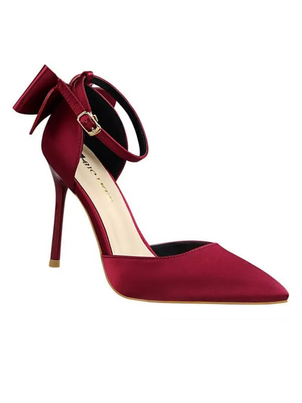 Pointed Toe Silk Bow Stiletto Sandal