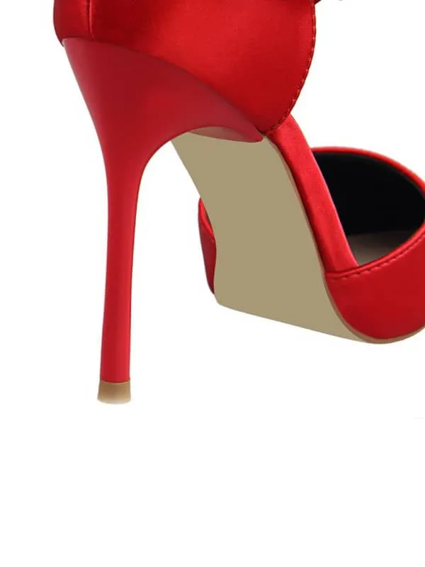 Pointed Toe Silk Bow Stiletto Sandal