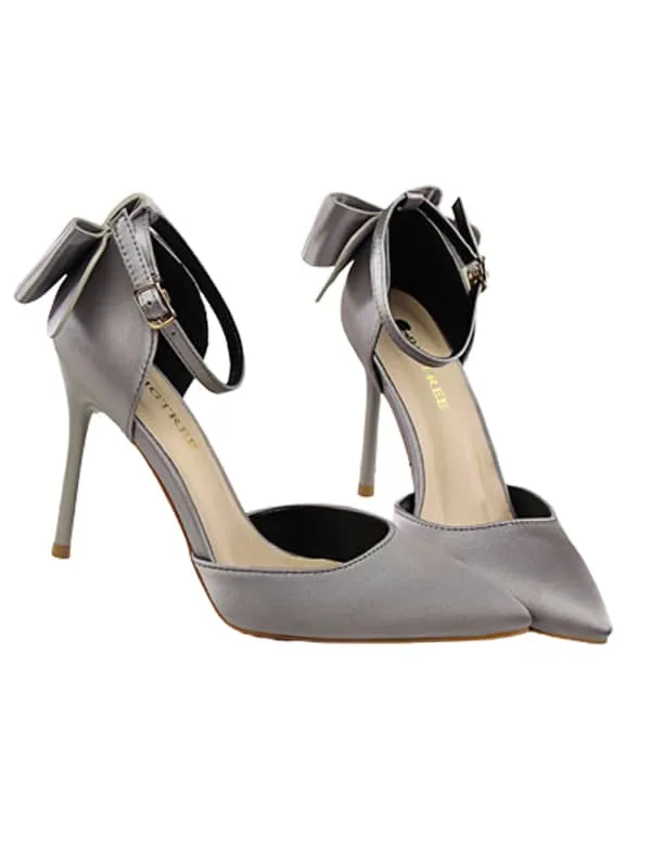 Pointed Toe Silk Bow Stiletto Sandal