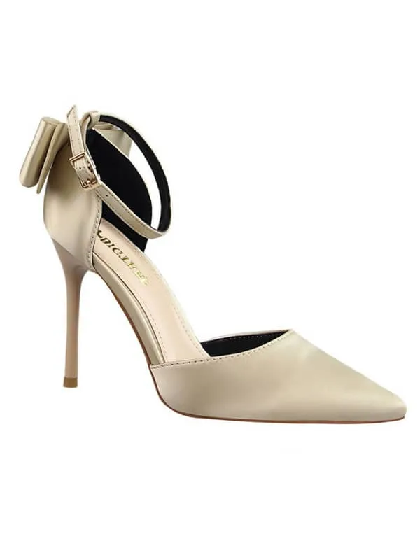 Pointed Toe Silk Bow Stiletto Sandal