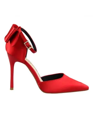 Pointed Toe Silk Bow Stiletto Sandal