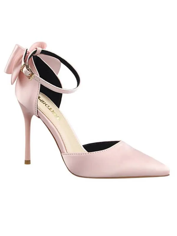 Pointed Toe Silk Bow Stiletto Sandal