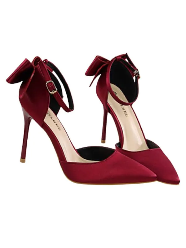 Pointed Toe Silk Bow Stiletto Sandal