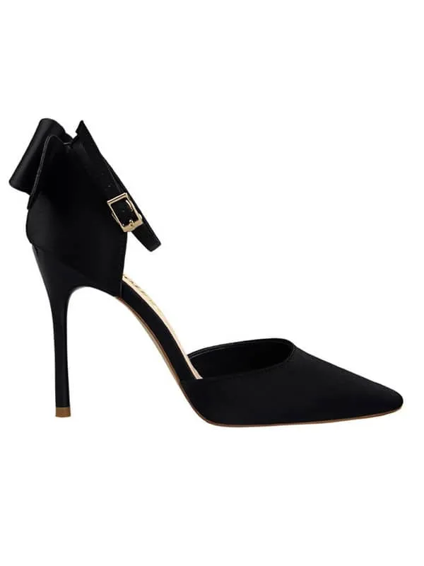 Pointed Toe Silk Bow Stiletto Sandal