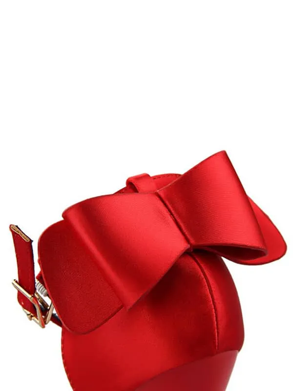 Pointed Toe Silk Bow Stiletto Sandal