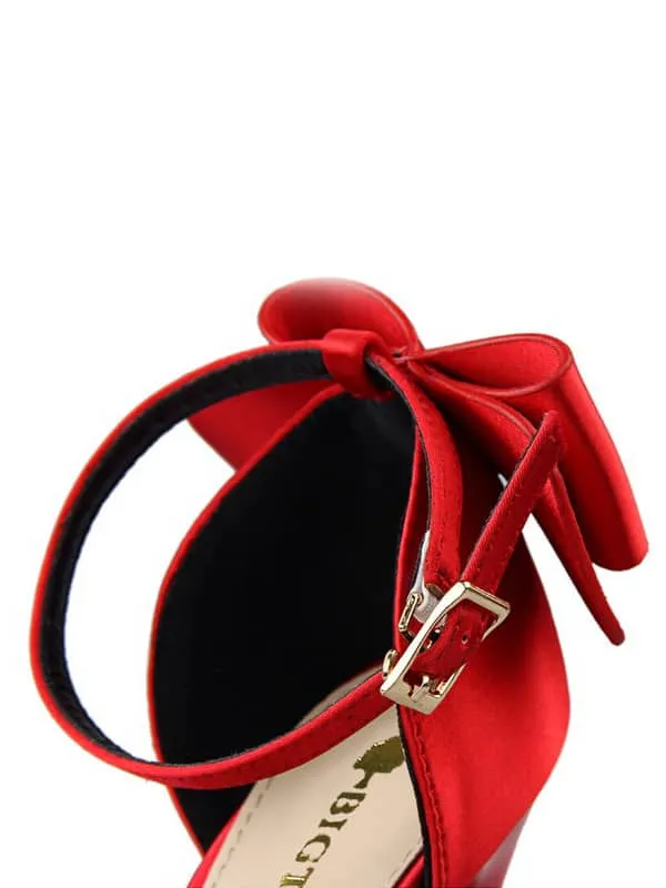Pointed Toe Silk Bow Stiletto Sandal