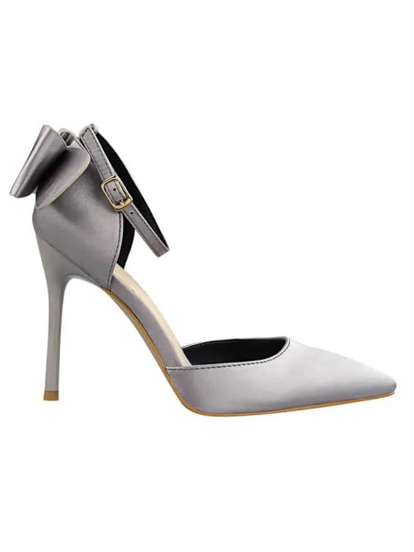 Pointed Toe Silk Bow Stiletto Sandal