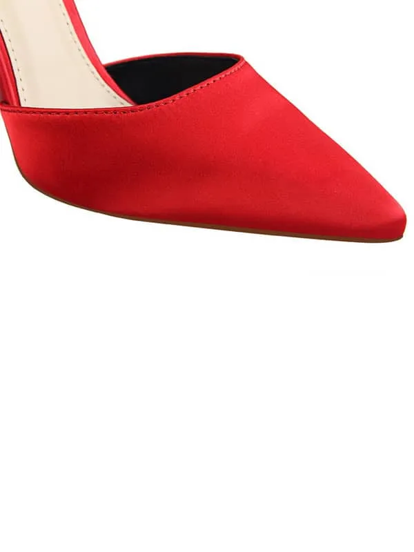 Pointed Toe Silk Bow Stiletto Sandal