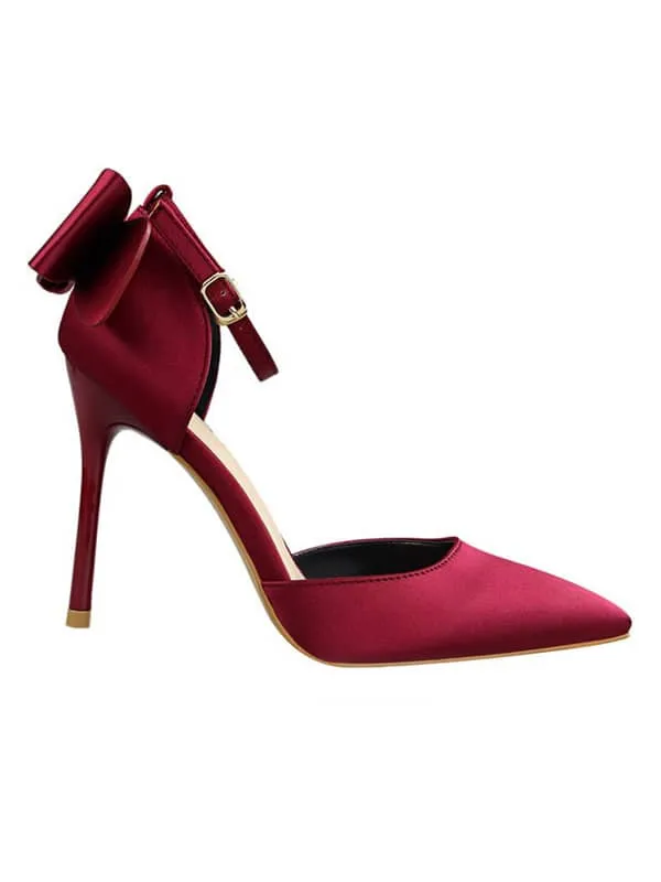Pointed Toe Silk Bow Stiletto Sandal