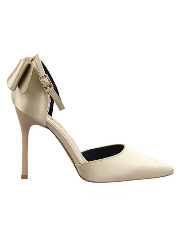 Pointed Toe Silk Bow Stiletto Sandal