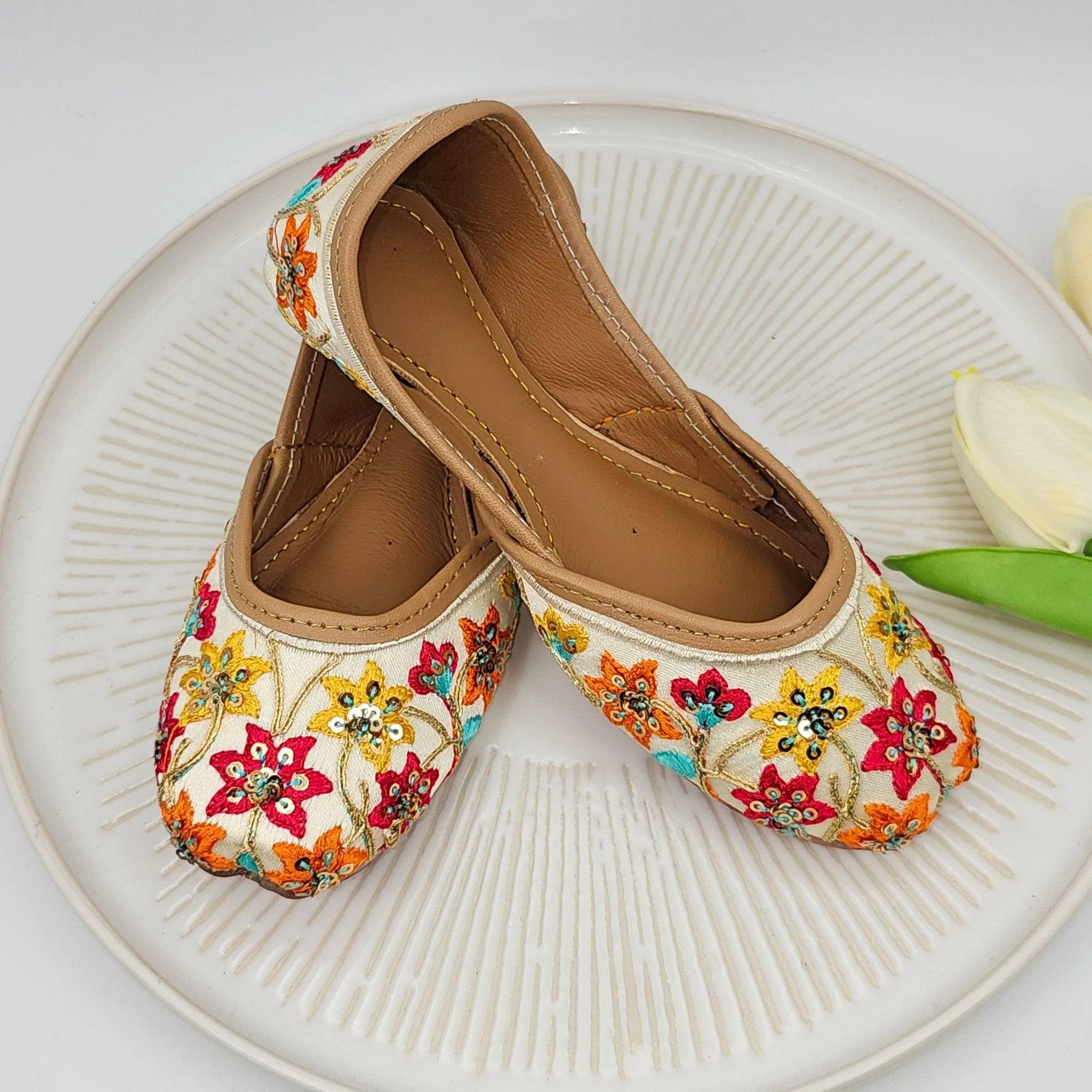 Poppy Multicolour Embroidered Jutti - Kids