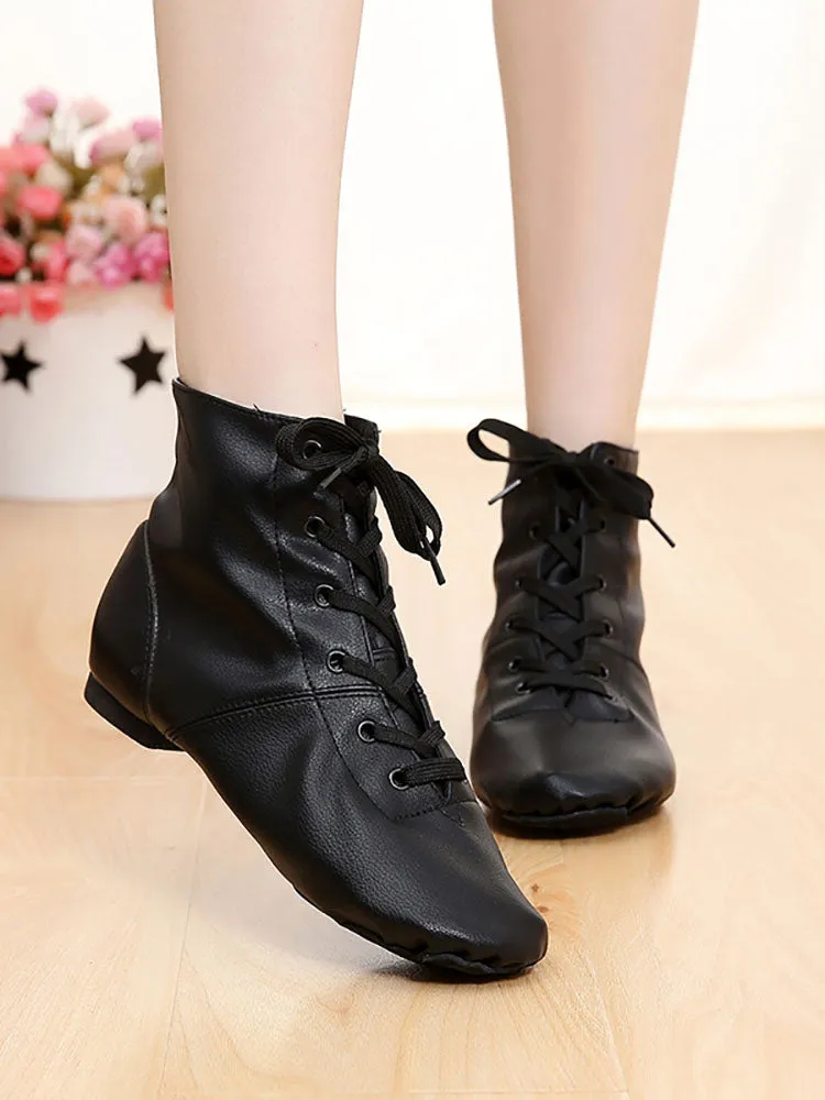 PU Leather High Top Jazz Shoes Soft Sole Dance Shoes